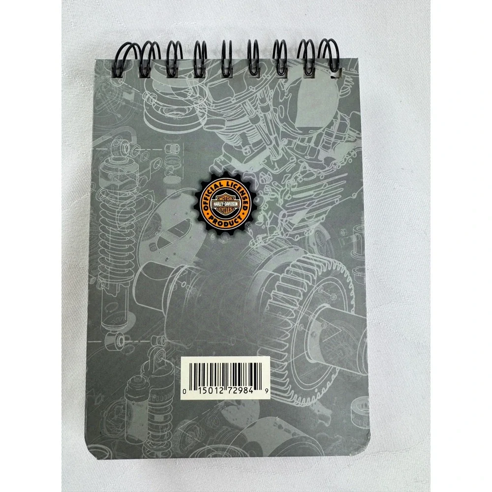 Harley-Davidson Engine Blueprint Spiral Pocket Notebook Bar & Shield Logo Grey